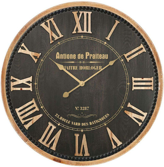 Wanduhren Braun Schwarze Hölzernes Runden Mit Lateinischen Zahlen Φ68x3.3cm 2/Box 15-94266