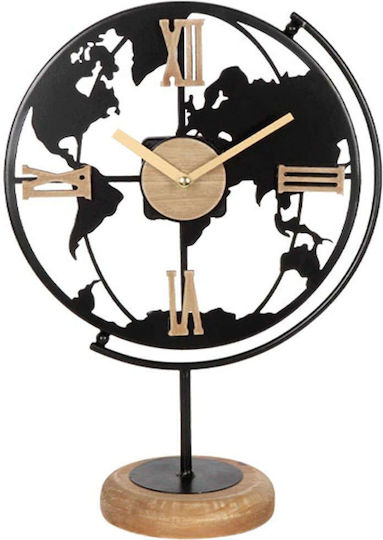 Marhome Wanduhr Tisch Schwarz Gold Globus Holzbasis 25x35x12cm 4/Box 15-94232