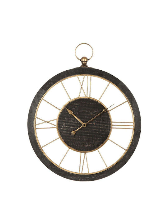 Wall Clock Black Gold Round Metallic with Latin Numerals and Frame 50x61x4cm 4/box