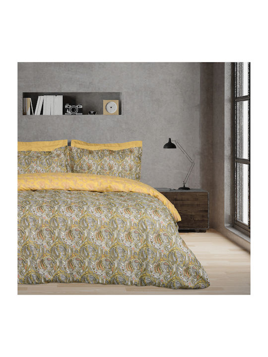 Das Home Duvet Cover Set Cotton Single with Pillowcase 160x240 9651 Ivory, Ochre, Taupe