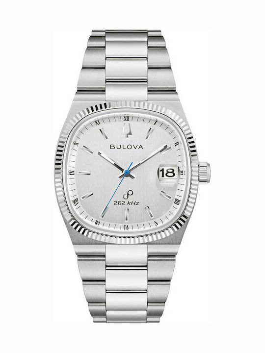 Bulova Ανδρικό Ρολόι Μπαταρίας με Ασημί Μεταλλικό Μπρασελέ