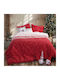 Nef-Nef Homeware Duvet Cover Set Flannel Queen with 2 Pillowcases 240x230 Christmas Holy Joly Red