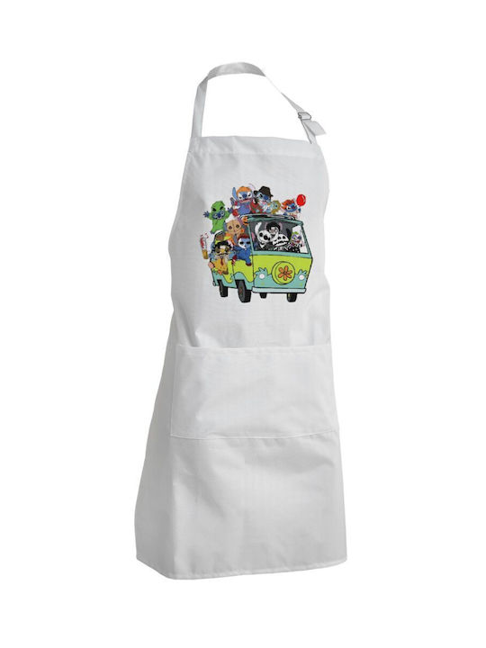 Koupakoupa Stitch Halloween Αδιάβροχη Ποδιά Κουζίνας Λευκή 40x22cm KP_26644_apron-bbq-adult