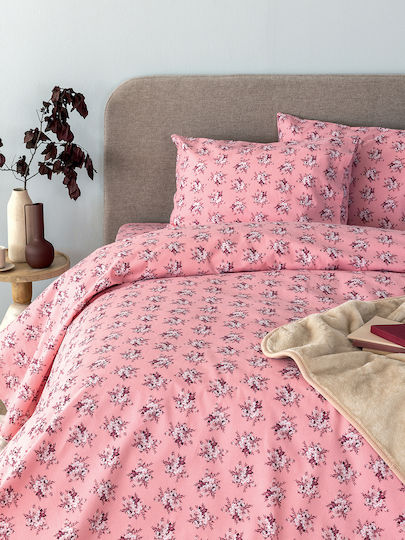 Palamaiki Set Cearșafuri Flanel cu Elastic 170x200+32cm. Fb0231 Roz 4buc