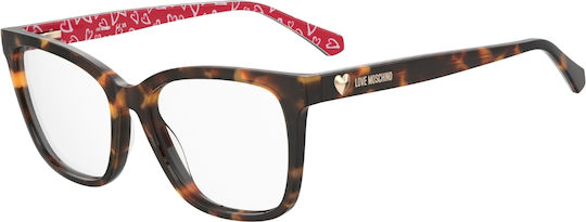 Moschino Plastic Eyeglass Frame Butterfly Brown Tortoise MOL638 2VM