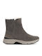 Leather Women's Ankle Boots Platform & Fur Gray