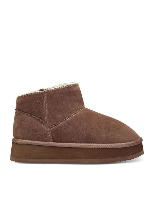 Suede Women's Ankle Boots Brown