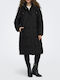 Women's Long Puffer Jacket for Winter with Hood Black