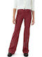 Γυναικείο Ψηλόμεσο Υφασμάτινο Παντελόνι σε Bootcut Εφαρμογή Μπορντώ