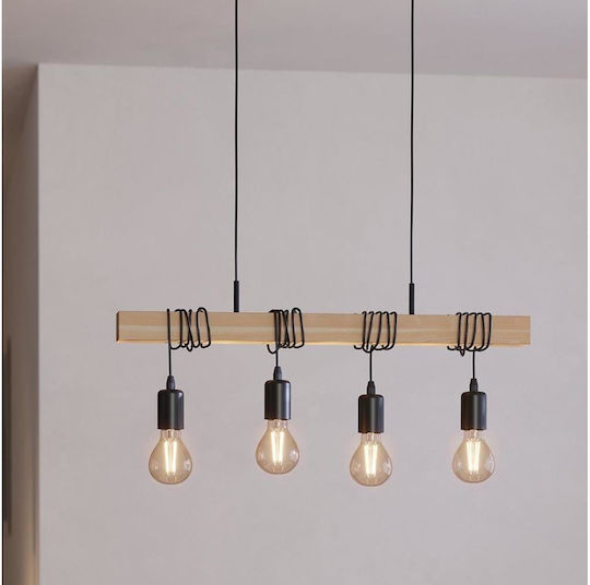 Eglo 43512 Pendant Ceiling Light Townshend 4xe27 60w 230v FSC Certified
