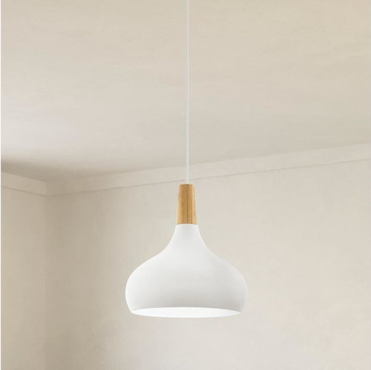 Eglo 901178-κρεμαστό Φωτιστικό Οροφής Sabinar 1xe27 60w 230v Δ.28cm Λευκό-fsc Πιστοποιημένο