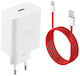 OnePlus Φορτιστής με Θύρα USB-A και Καλώδιο USB-C 100W Power Delivery Λευκός (SUPERVOOC)