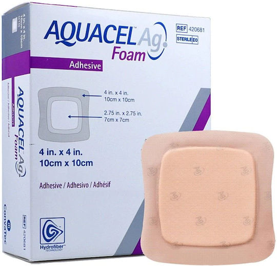 Convatec Impermeabil Plasturi Autoadezivi Aquacel Foam Ag 10x10cm 1buc
