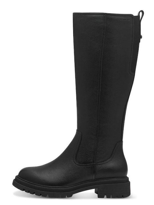 Leather Women's Boots with Zipper / Rubber Black