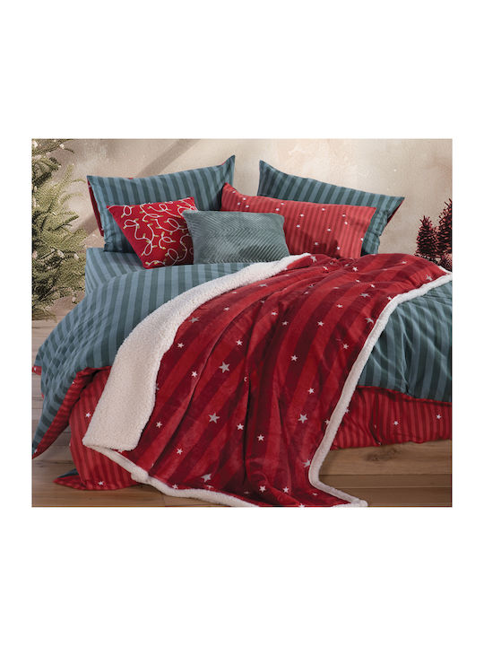 Nef-Nef Homeware Straight To Christmas Blanket Sherpa Sofa 130x180cm Red