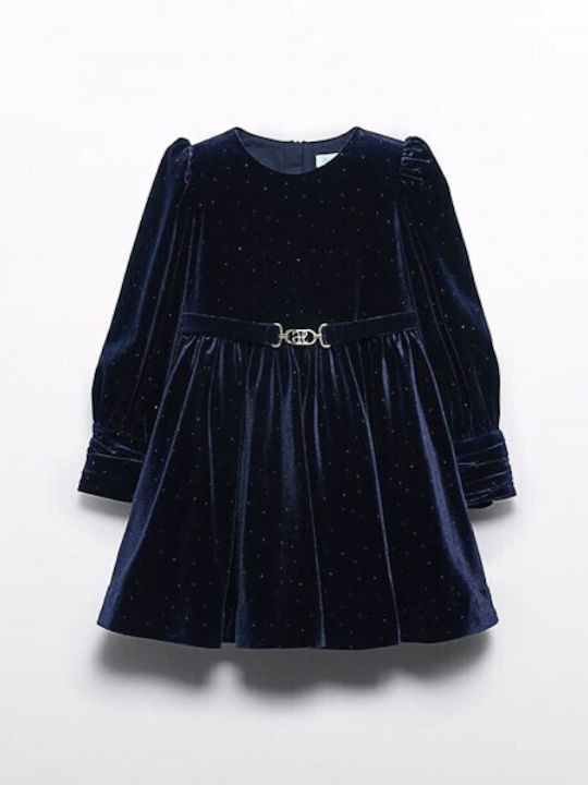 Abel & Lula Mädchen Kleid Samt Navy Blue