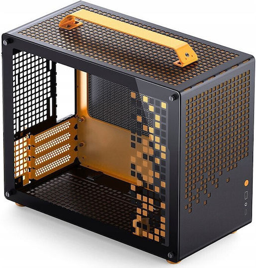 Jonsplus Z20 Gaming Mini-Turm Computergehäuse mit Seitenfenster Schwarz / Orange