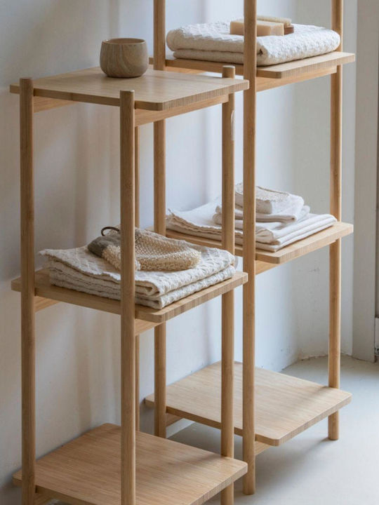 Andrea House Corner Wall Mounted Bathroom Shelf Bamboo 34x35x87cm Beige