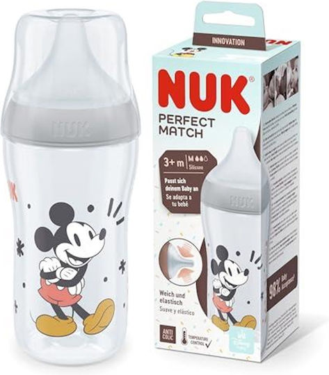 Nuk Пластмасово Бебешко Шише Perfect Match Против Колики със Силиконов Биберон за 3+ месеци Multicolour 260мл
