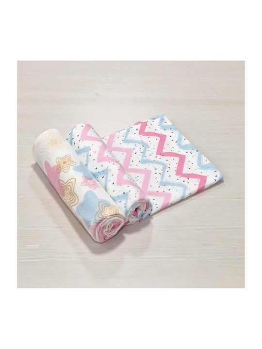 Mother Baby Swaddle Blanket Pink Roz 75x85εκ. 2buc
