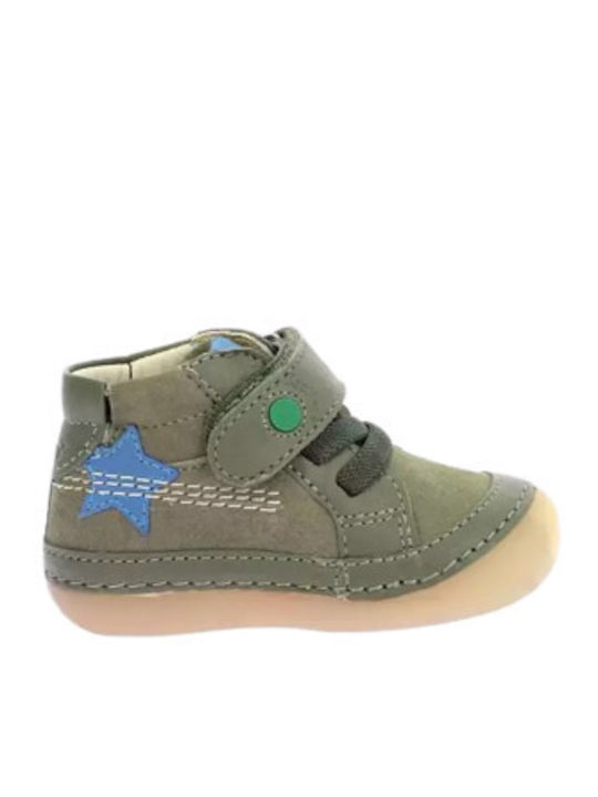 Ghete Copii din Piele cu Velcro Verzi