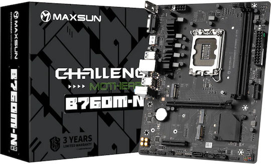 Maxsun Challenger B760M-N D5 Mainboard Micro ATX mit Intel 1700 Sockel