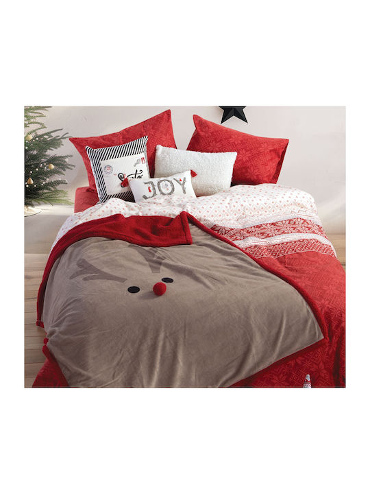 Nef-Nef Homeware Funny Reindeer Blanket Sherpa Sofa 130x180cm Beige