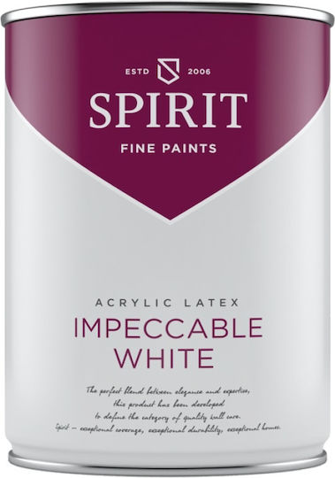 Spirit Impeccable White Paint White 5 L High Coverage Excellent Whiteness Water-based Wash Scrub Resistant
