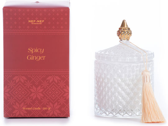 Nef-Nef Homeware Χριστоулгенски свещи и свещници Стъклен Свещ Бял 200gr Spicy Ginger