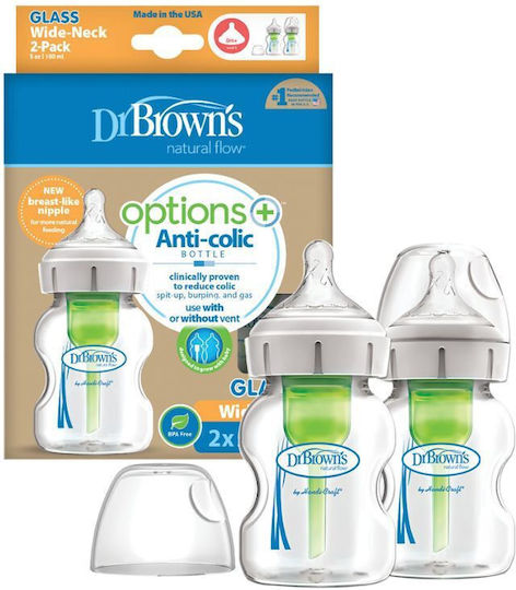 Dr Brown’s Options+ Glass Bottle Set 2 pcs Wide Neck 150ml