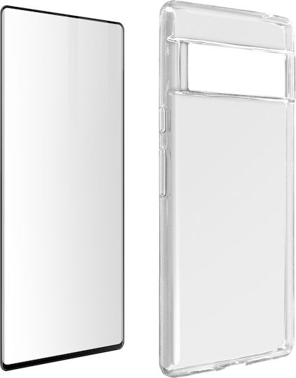 Hülle Google Pixel 6 Pro Silikon Weiches Gehärtetes Glas Schwarz
