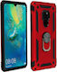 Huawei Mate 20 Case Bi Material Rigid Soft Magnetic Ring Stand Red