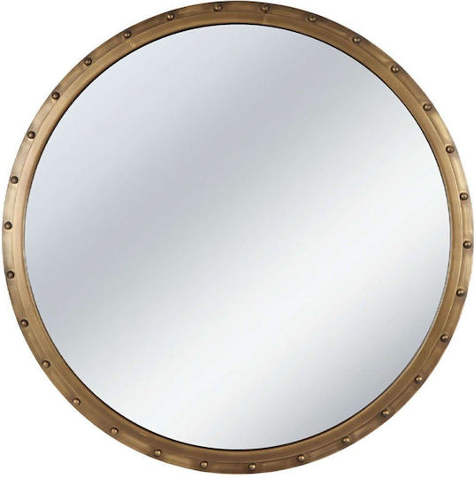 Wall Mirror Gold Round Windowpane Φ80x2cm 1/box 15-94272