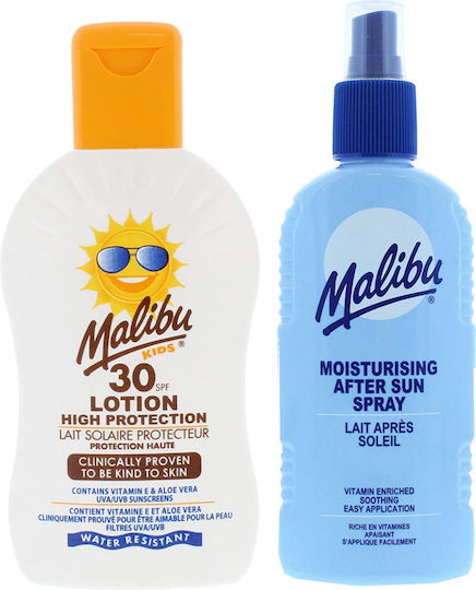 Malibu SPF30 Αδιάβροχο Παιδικό Αντηλιακό Σετ Γαλάκτωμα 200ml