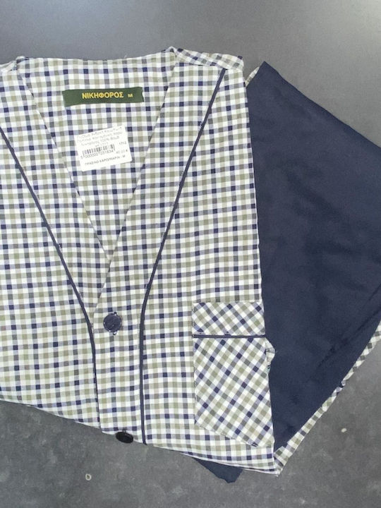 Nikiforos Men's Summer Checked Pajamas Set Gree...