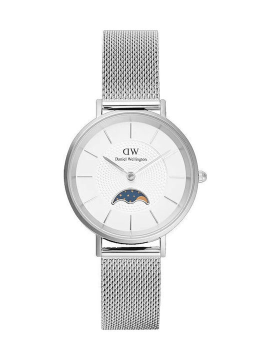 Daniel Wellington Petite Γυναικείο Ρολόι 32mm Μπαταρίας με Ασημί Μεταλλικό Μπρασελέ