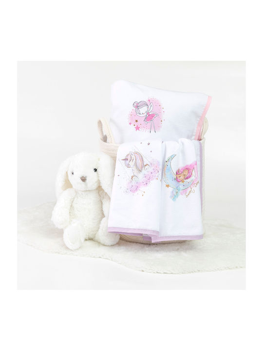 Borea Flannel Swaddle Wrap White - Pink White 8...