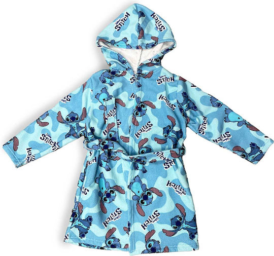 Disney Παιδικό Μπουρνούζι Lilo Stitch Sky Blue με Κουκούλα