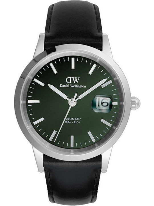 Daniel Wellington Sheffield Ανδρικό Ρολόι 40mm Αυτόματο με Μαύρο Δερμάτινο Λουράκι