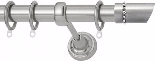 Κουρτινόξυλο Φ25 Inox Σύμη Strass Νίκελ Σατινέ Διαστάσεις 360cm Ιδιότητες Μονά