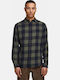 Long-sleeved Cotton Shirt Checked Dusty Olive