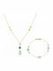 Art d or Set mit Halskette & Armband aus Gold 14K mit Steinen