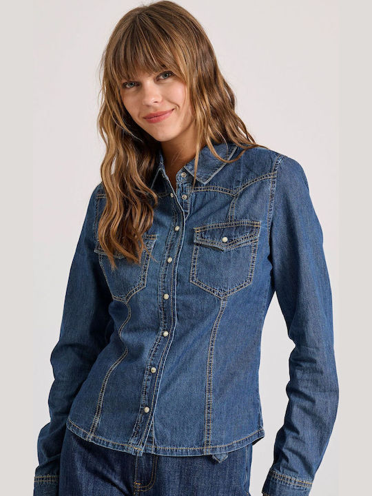 Women's Denim Long Sleeve Shirt Denim