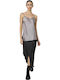 Women's Blouse Satin with Straps & V Neckline Gray