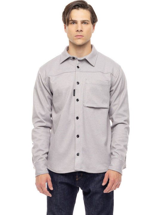 Μακρυμάνικo Overshirt σε Κανονική Γραμμή Grey