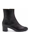 Leather Women's Ankle Boots with Medium Heel Black