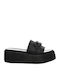 Δερμάτινα Γυναικεία Σανδάλια Flatforms Μαύρα
