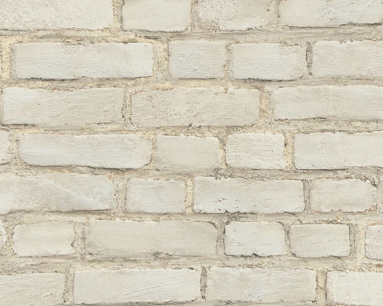 White Cream Beige Brick Wall Wallpaper 374141 53cm X 10m