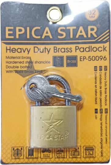 Epica Star Vorhängeschloss Messing mit Schlüssel 32mm 1Stück