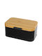 Steel Bread Box Wooden Lid 2741 Black